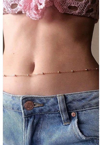 Kadın Altın Made For Belly Küçük Toplu Bel Zinciri Vücut Takısı