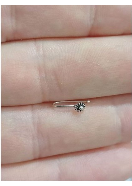Deliksiz Sıkıştırma 925 Ayar Gümüş Targus Helix Kıkırdak Fake Piercing, Hızma