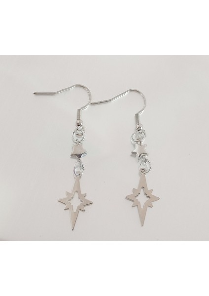 Kutup Yıldızı Küpe Gümüş Kaplama