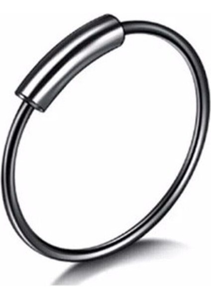 925 Ayar Saf Gümüş Kilitli Siyah Halka Hızma