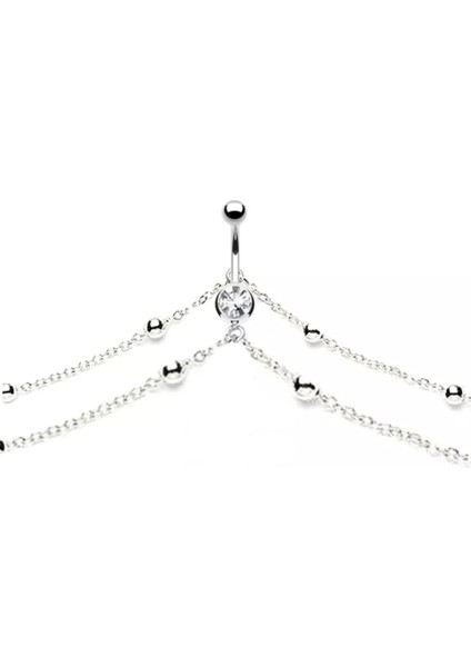 Iki Şerit Vücut Zincirli Çelik Göbek Piercing fiyatları