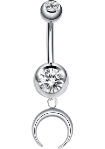 Cerrahi Çelik Hilal Sallantılı Göbek Piercing