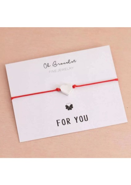 Kalp Detaylı Kırmızı Bileklik Halhal