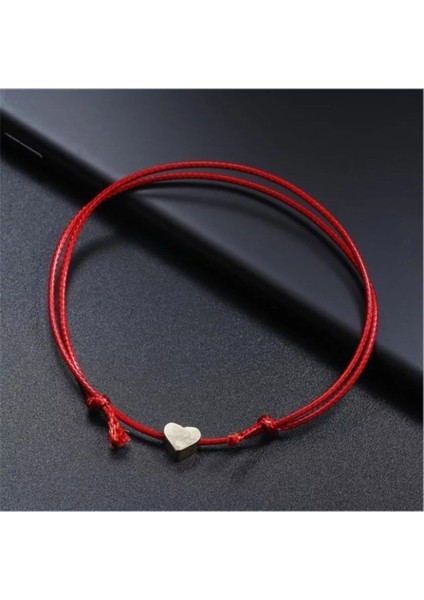 Kalp Detaylı Kırmızı Bileklik Halhal modelleri