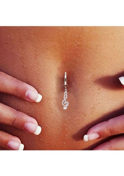 Deliksiz Sol Anahtarı Sallantılı Fake Çelik Göbek Piercing modelleri