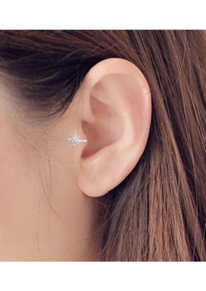 925 Ayar Gümüş Deliksiz Sıkıştırma Fake Küpe Piercing Hızma
