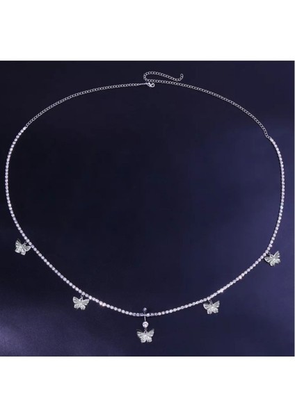 Kelebek Detaylı Kristal Bel Zincirli Göbek Piercing fiyatları