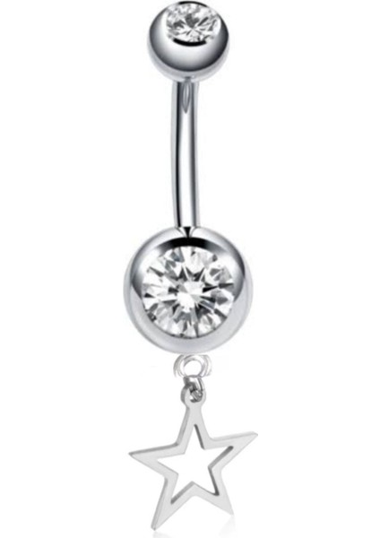 Cerrahi Çelik Yıldız Sallantılı Göbek Piercing