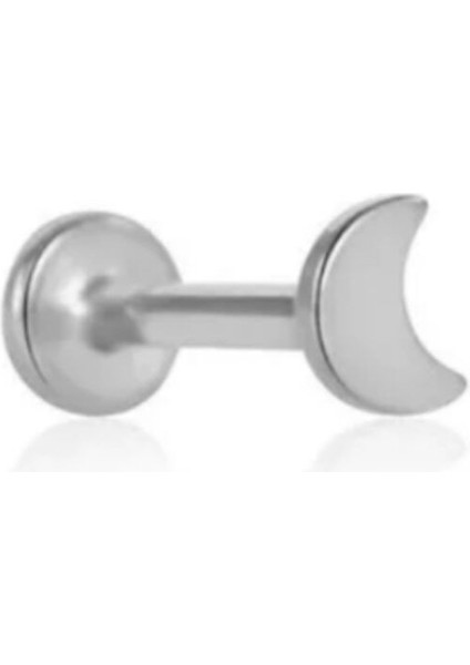 Cerrahi Çelik Tragus Helix Ay Hilal Piercing Gümüş