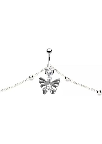 Vücut Zincirli Kelebek Cerrahi Çelik Taşlı Piercing fiyatları