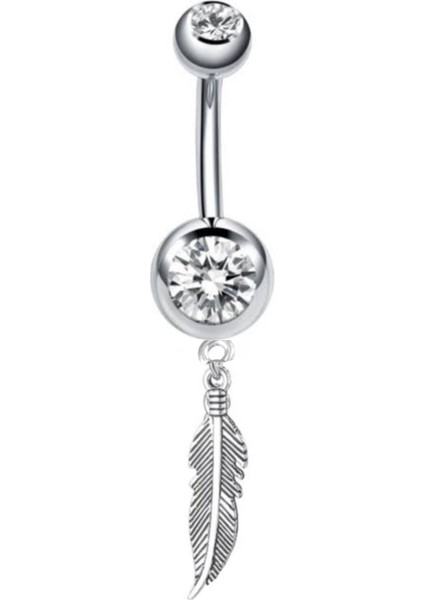 Cerrahi Çelik Tüy Sallantılı Göbek Piercing
