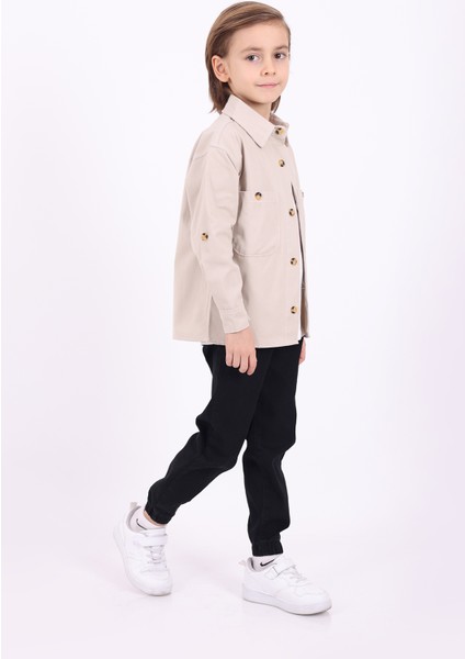 Erkek Çocuk Mevsimlik Ceket Dokuma Kumaş 2 Cep Düğmeli Rahat Tasarım modelleri