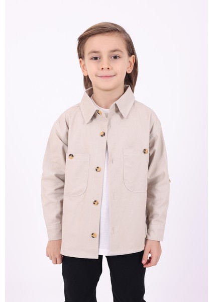 Erkek Çocuk Mevsimlik Ceket Dokuma Kumaş 2 Cep Düğmeli Rahat Tasarım fırsatları