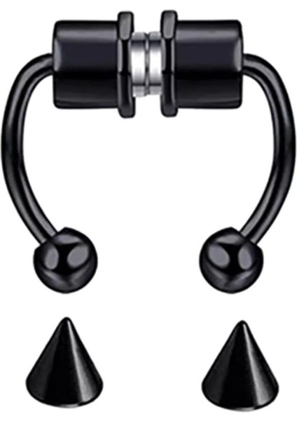 Deliksiz Mıknatıslı Lip Boynuz Fake Piercing Septum