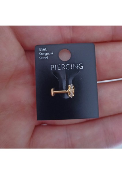 Gold Renk Cerrahi Çelik Taşlı Helix, Kıkırdak, Tragus Piercing modelleri
