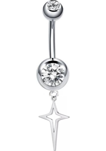 Cerrahi Çelik Kutup Yıldızı Sallantılı Göbek Piercing