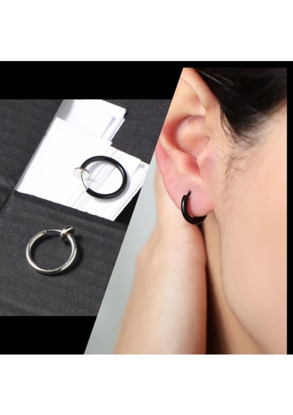 2 Adet Deliksiz Yaylı Fake Piercing Küpe Septum Kıkırdak Dudak Piercing