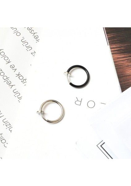2 Adet Deliksiz Yaylı Fake Piercing Küpe Septum Kıkırdak Dudak Piercing