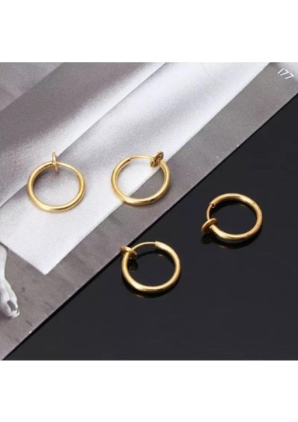 Deliksiz Fake Altın Rengi Dudak Burun Kulak Sahte Piercing Küpe modelleri