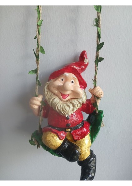 Yılbaşı Sallanan 20 cm Büyük Boy Cüce Dekoratif Biblo Heykel Hediyelik