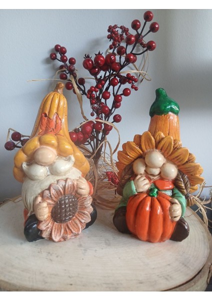 2 Adet Şans Büyük Boy Cüce Dekoratif Biblo Heykel Hediyelik Bahçe Dekorasyon Süsleme