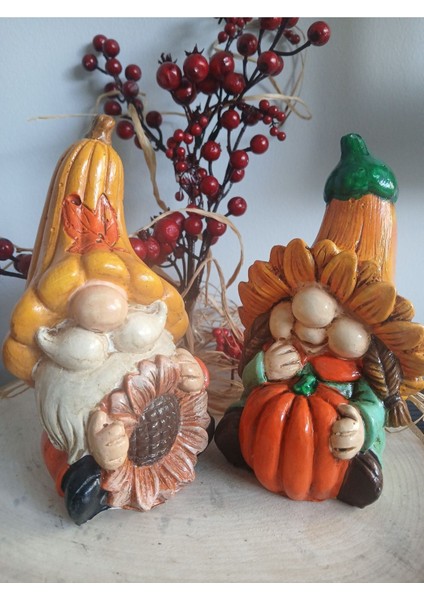 2 Adet Şans Büyük Boy Cüce Dekoratif Biblo Heykel Hediyelik Bahçe Dekorasyon Süsleme indirimleri