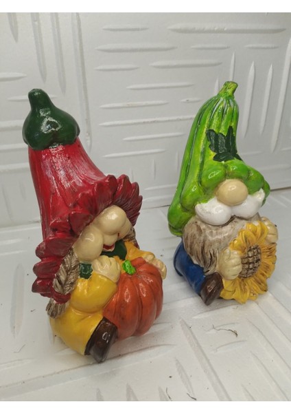 2 Adet Şans Büyük Boy Cüce Dekoratif Biblo Heykel Hediyelik Bahçe Dekorasyon Süsleme modelleri