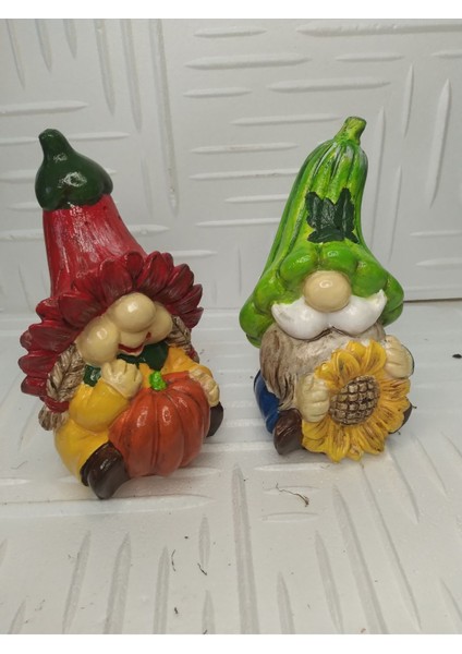 2 Adet Şans Büyük Boy Cüce Dekoratif Biblo Heykel Hediyelik Bahçe Dekorasyon Süsleme indirimleri