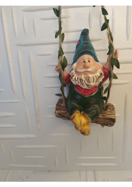 Sallanan Cüce Dekoratif Biblo Heykel Hediyelik Bahçe Dekorasyon Süsleme indirimleri