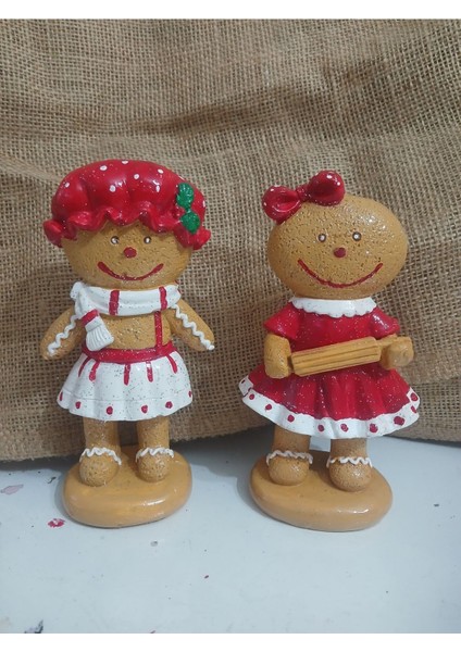 Yeni Yıl Gingerbread 2'li Dekoratif Biblo Set