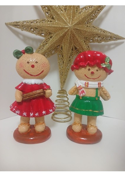Yeni Yıl Gingerbread 2'li Dekoratif Biblo Set