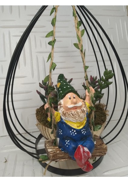 Sallanan Cüce Dekoratif Biblo Heykel Hediyelik Bahçe Dekorasyon Süsleme indirimleri