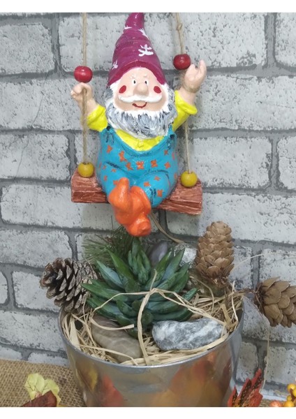 Sallanan Cüce Dekoratif Biblo Heykel Hediyelik Bahçe Dekorasyon Süsleme indirimleri