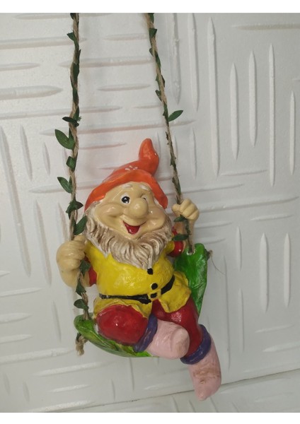 Sallanan 20 cm Büyük Boy Cüce Dekoratif Biblo Heykel Hediyelik Bahçe Dekorasyon Süsleme