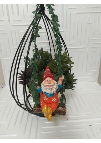 Sallanan Cüce Dekoratif Biblo Heykel Hediyelik Bahçe Dekorasyon Süsleme indirimleri