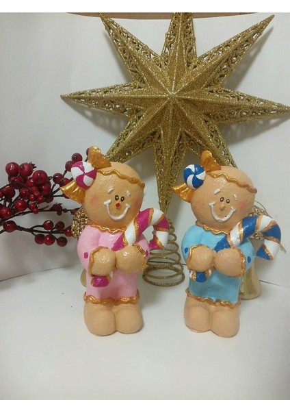 Yeni Yıl Gingerbread 2'li Dekoratif Biblo Set