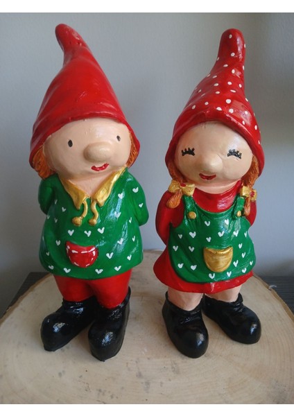 Yılbaşı El Yapımı Bahçe Decor Cüce 2'li Set