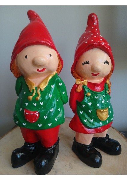 Yılbaşı El Yapımı Bahçe Decor Cüce 2'li Set modelleri