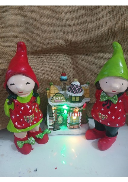 Yılbaşı Temalı El Yapımı Bahçe Decor Cüce 2'li Set modelleri