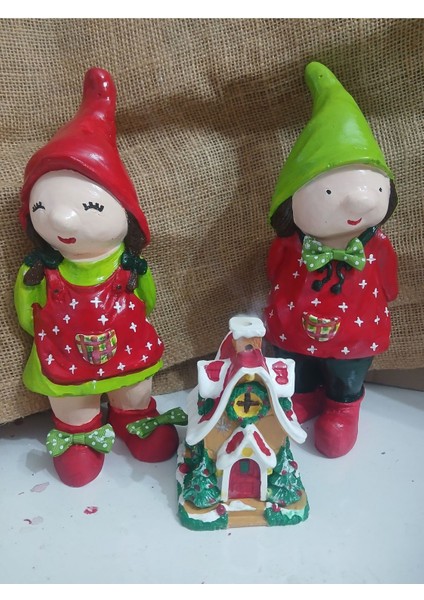 Yılbaşı Temalı El Yapımı Bahçe Decor Cüce 2'li Set fırsatları