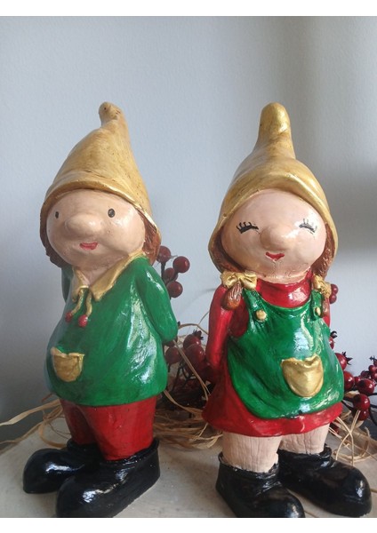 Yeni Yılbaşı El Yapımı Bahçe Decor Cüce 2'li Set fiyatları