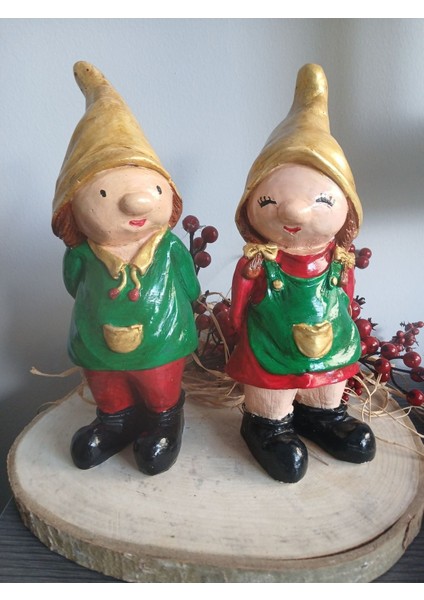 Yeni Yılbaşı El Yapımı Bahçe Decor Cüce 2'li Set fırsatları