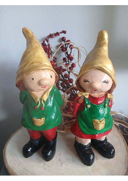 Yeni Yılbaşı El Yapımı Bahçe Decor Cüce 2'li Set indirimleri