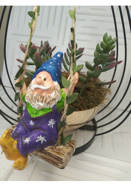 Sallanan Cüce Dekoratif Biblo Heykel Hediyelik Bahçe Dekorasyon Süsleme indirimleri