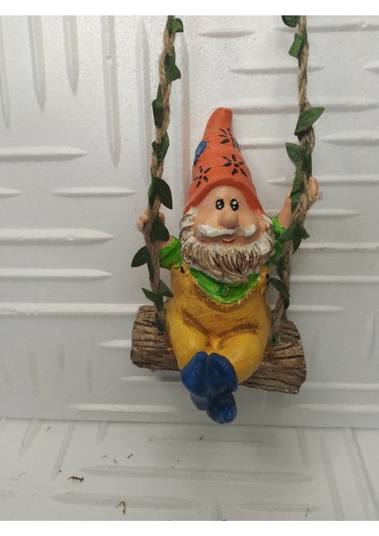 Sallanan Cüce Dekoratif Biblo Heykel Hediyelik Bahçe Dekorasyon Süsleme