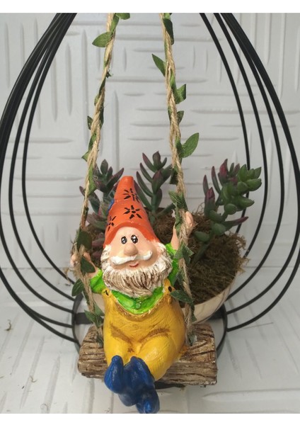 Sallanan Cüce Dekoratif Biblo Heykel Hediyelik Bahçe Dekorasyon Süsleme indirimleri