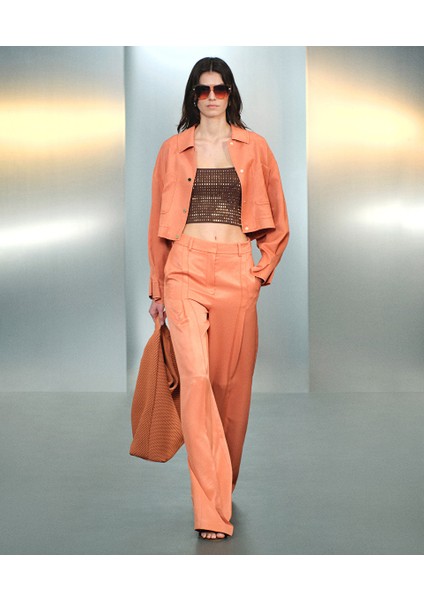 Pileli Wide Leg Fit Pantolon Is1250003107019