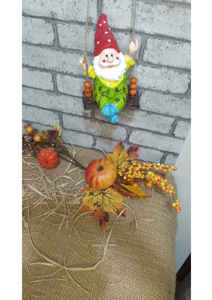 Sallanan Cüce Dekoratif Biblo Heykel Hediyelik Bahçe Dekorasyon Süsleme indirimleri