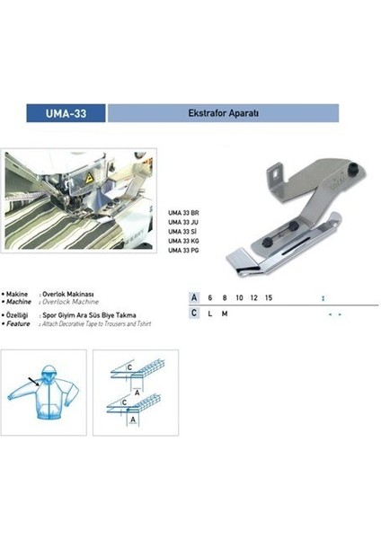 Overlok Fitilli Arabiye Apara 12MM / Uma-33