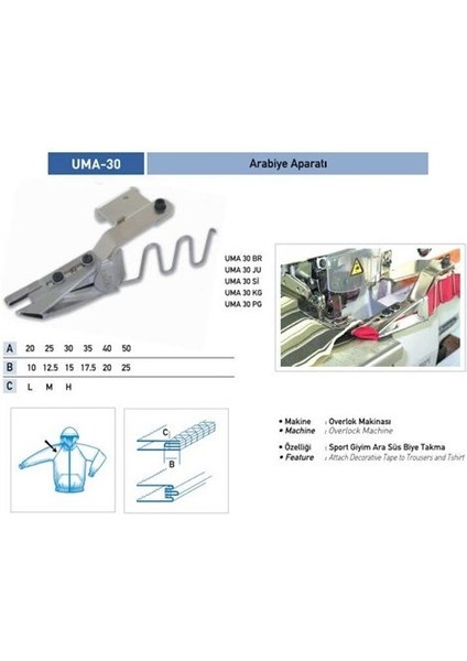 Overlok Arabiye Aparatı 40X20MM / Uma-30